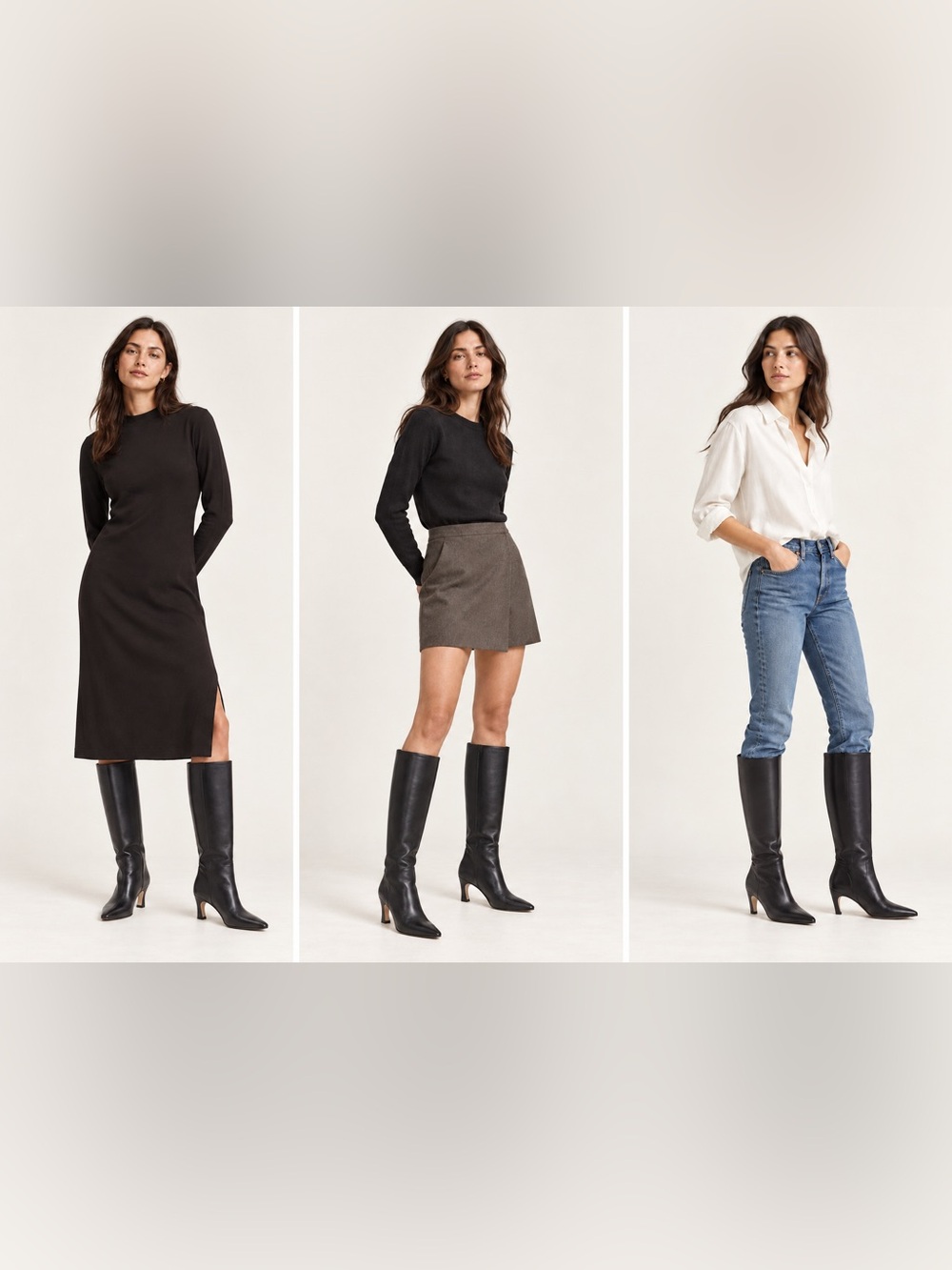 NEW Everlane The Knee-High Banana Heel Boots Black Leather Size 10